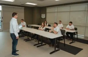 Jason Kelley in Staff meeting
